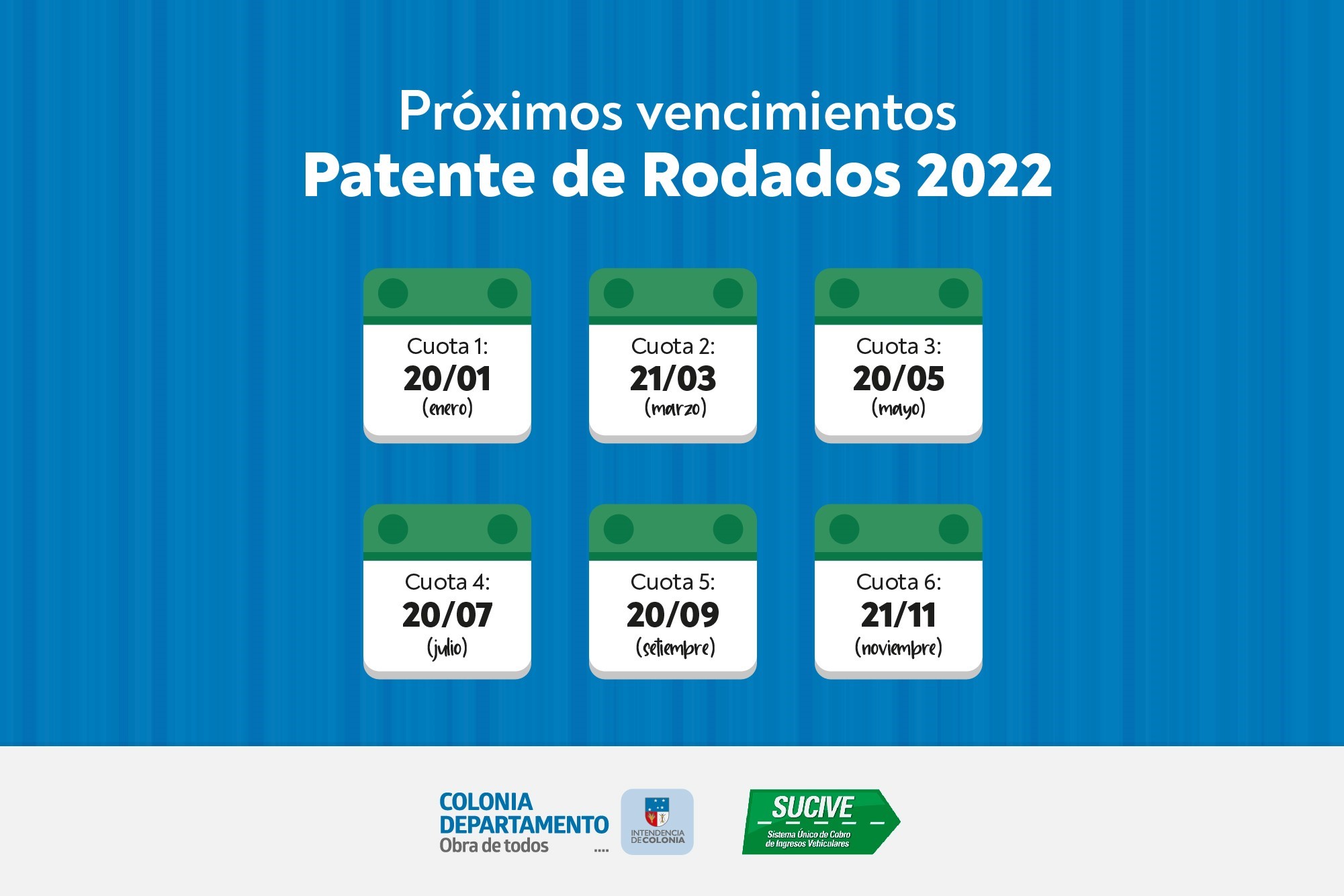 El próximo miércoles 20 vence la 4ª cuota de la Patente de Rodados